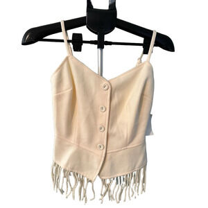 NWT FORE CREAM FRINGE BUTTON DOWN CAMISOLE